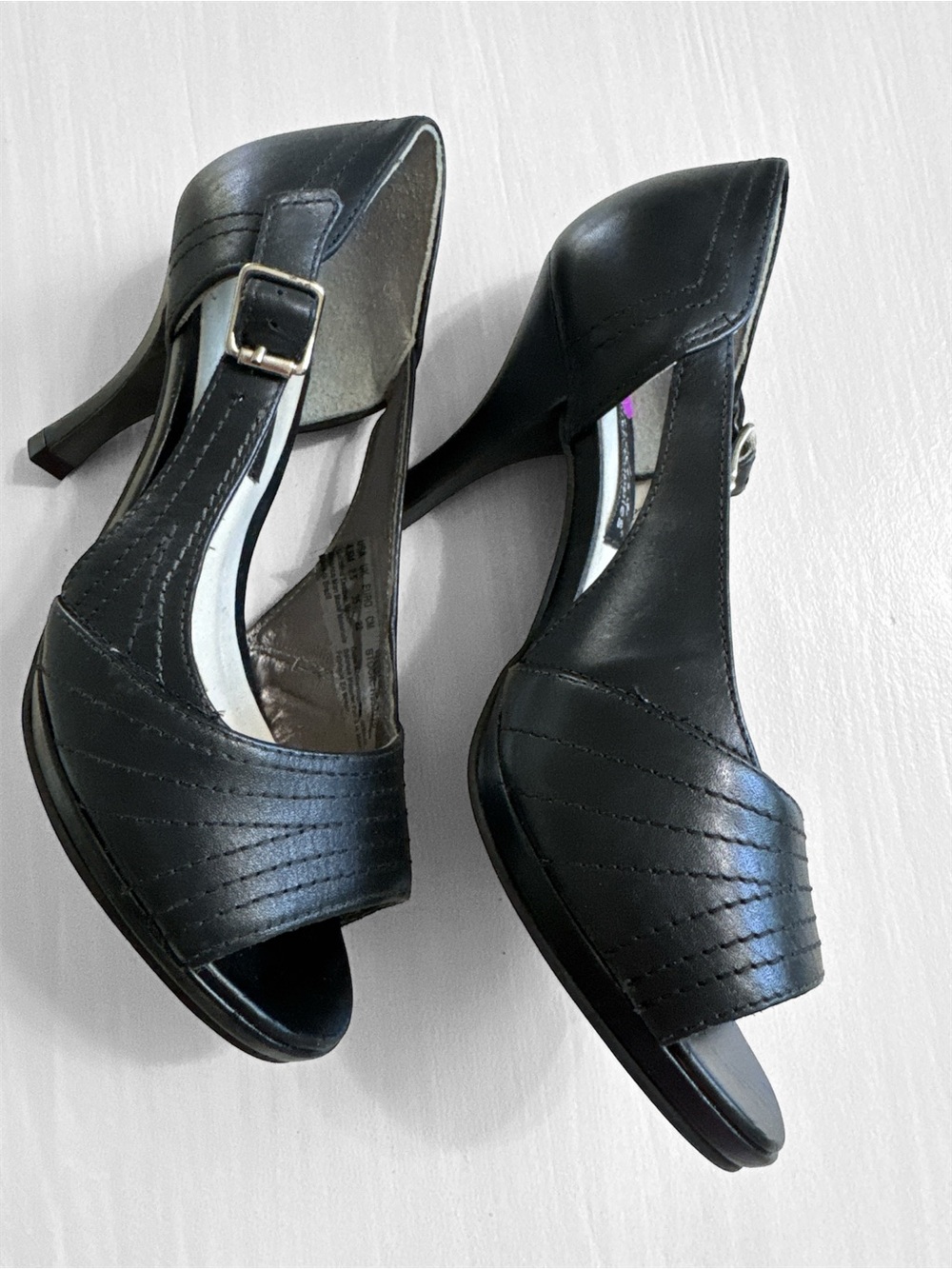 Hush Puppies Black Peep Toe Heels, Slingback Pumps, Buckle - Size 4.5 Never Worn